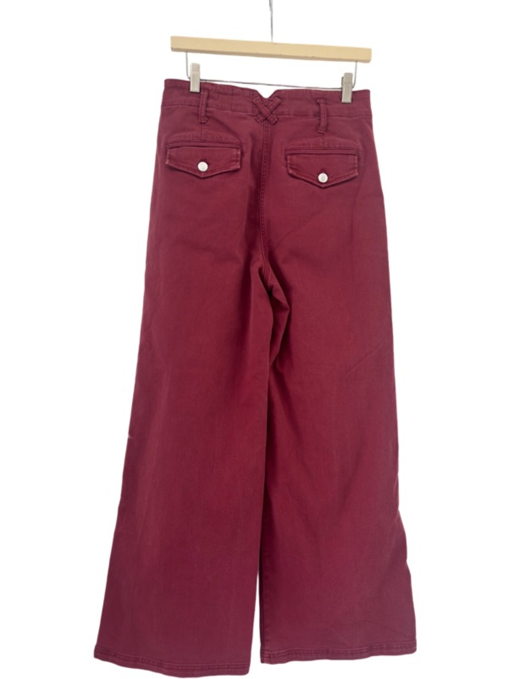 Anthropologie Maeve Wide Baggy High-Rise Button-Fly Pants in Burgundy Size 28 - Picture 7 of 11